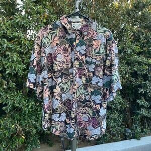 Vintage Goouch 90s Floral Rayon Short Sleeve Button Down Collared Shirt XL